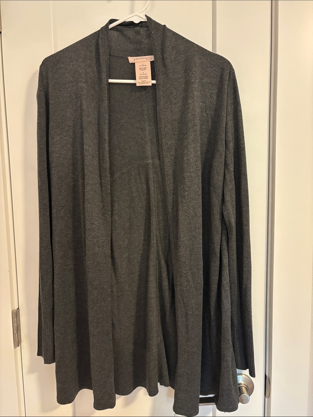 Philosophy Charcoal Heather Open-Front Cardigan